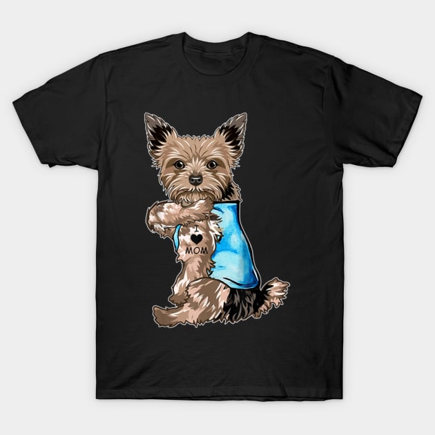 Yorkie Dog Tattoo I Love Mom Mothers Day Gifts Hoodie T-Shirt by Danielss